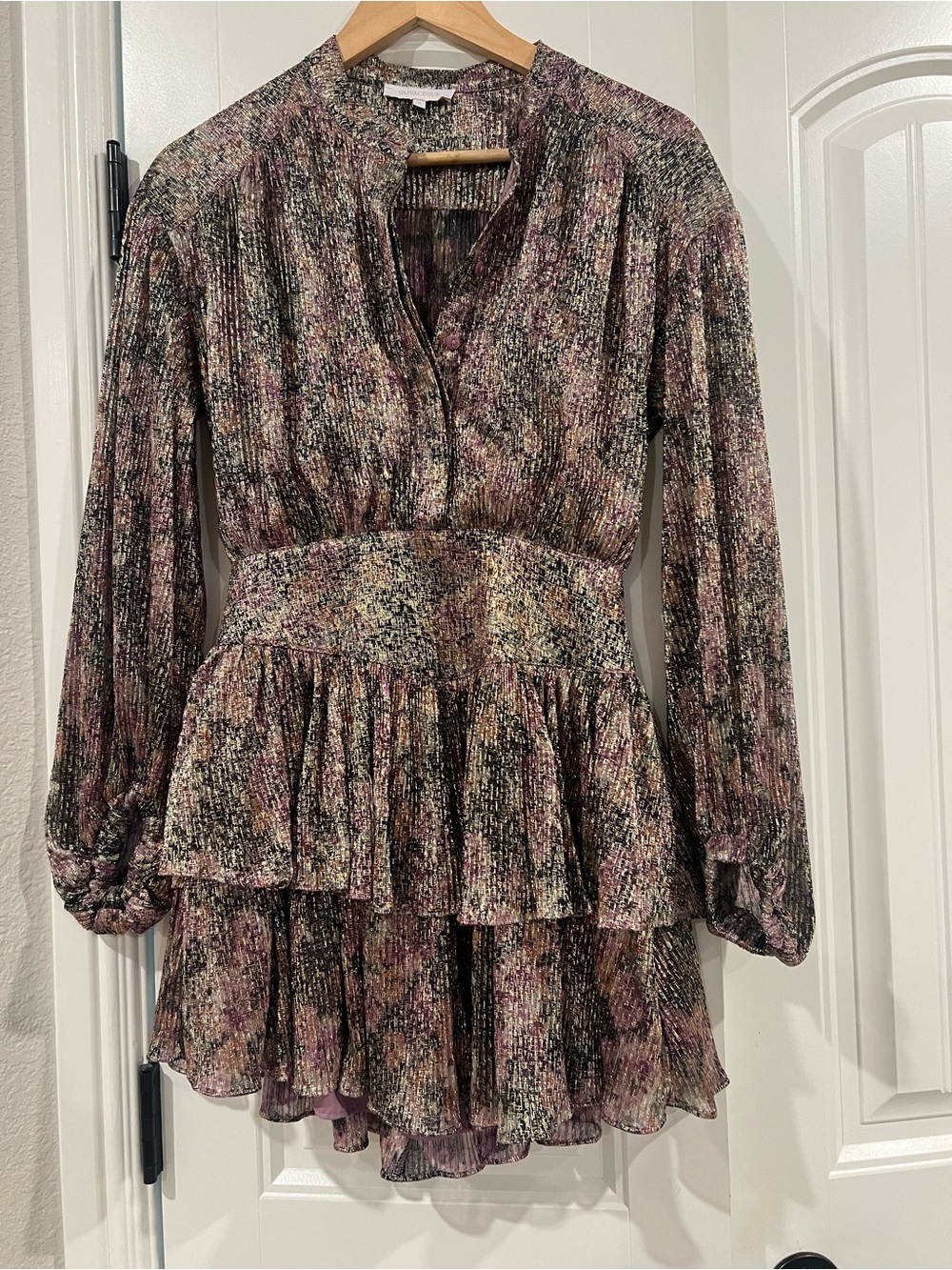 Olivaceous Multicolor Floral-Ribbed Mini Dress - Purpleish/Pink, Green, Black